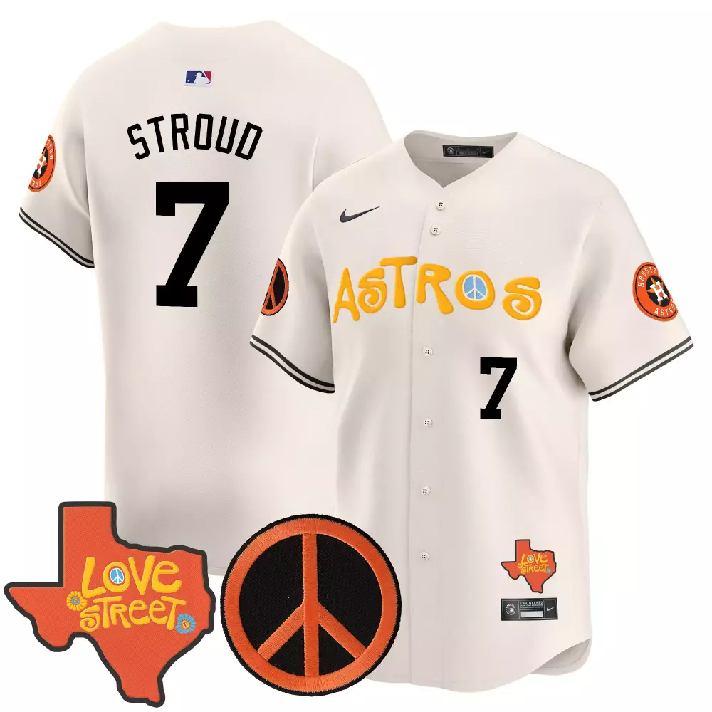 Cj Stroud 7 Astros Jersey White City Connect Love Street Peace Sign 2024 Men Orange