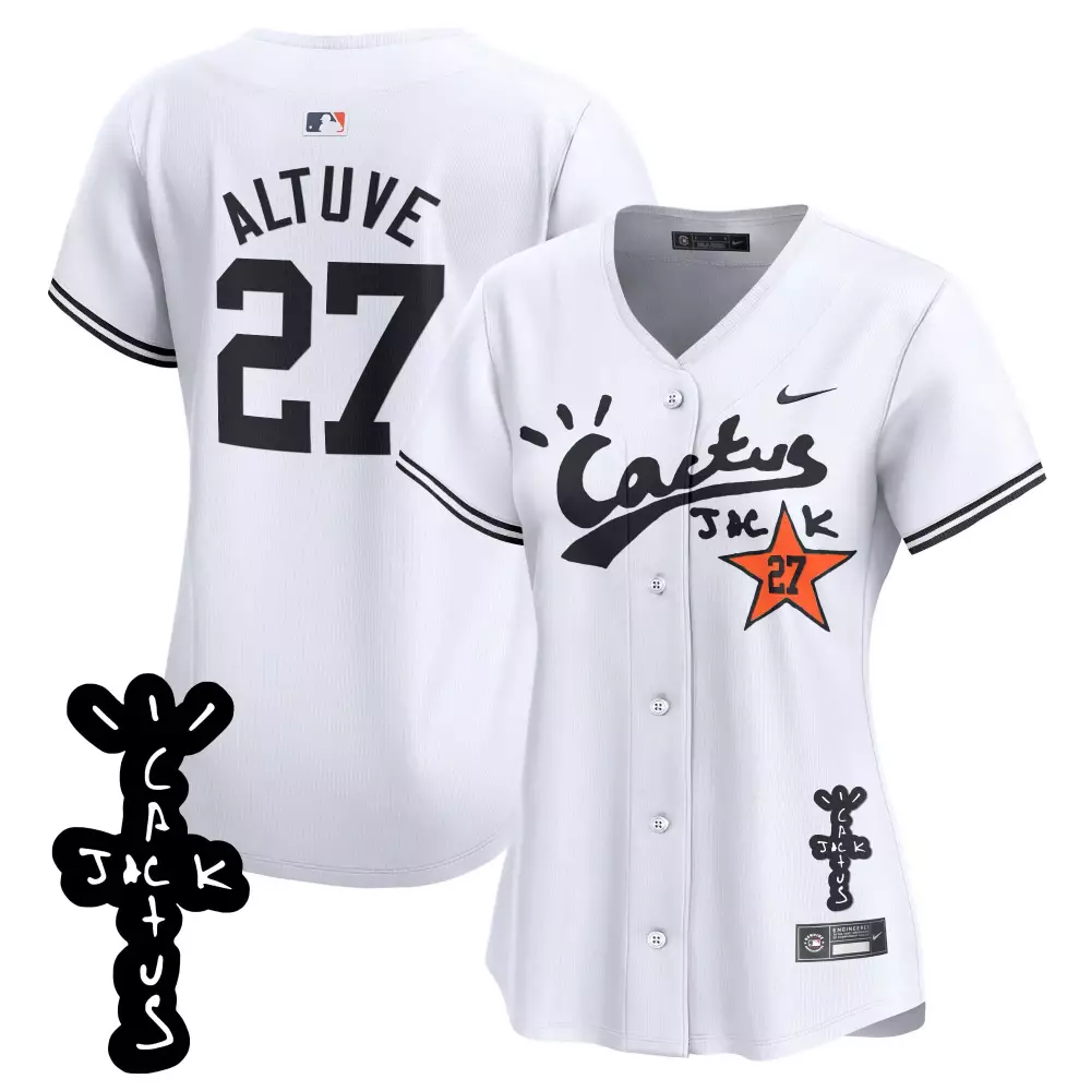 Jose Altuve 27 Houston Astros Jersey White Cactus Jack Men Black Orange Limited All