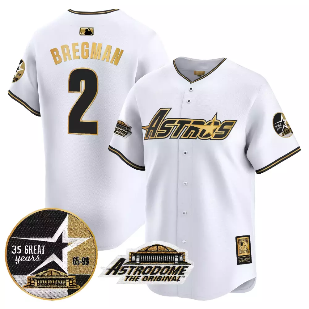 Alex Bregman 2 Astros Jersey White Astrodome Original 35 Great Years 1999 Men Black