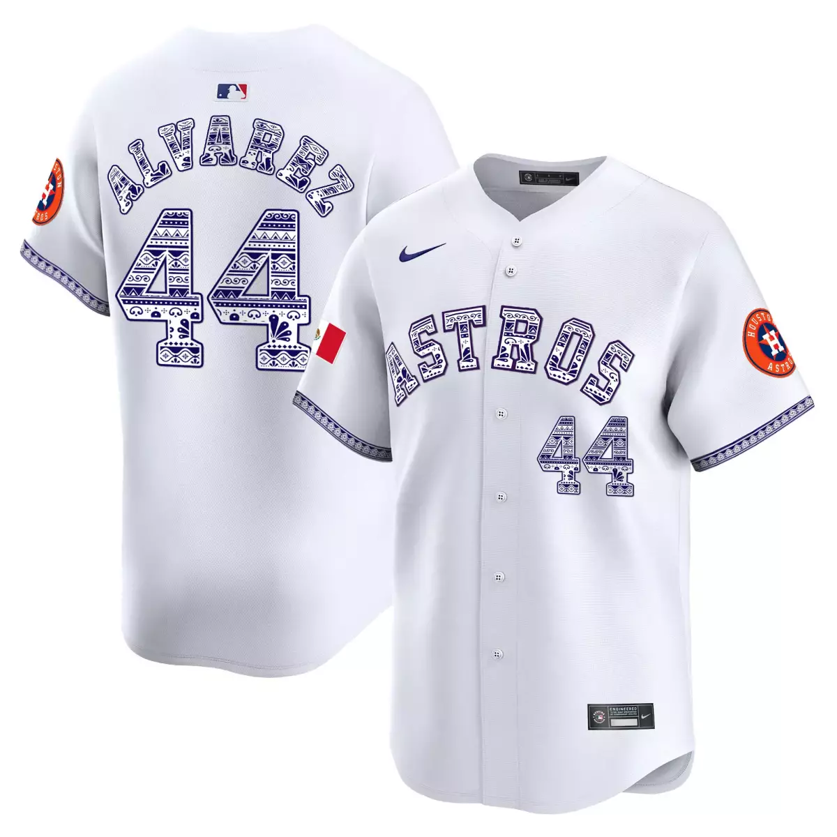 Alvarez Mexico 44 Astros Jersey White City Connect Flag 2023 Men Alternate Custom Design