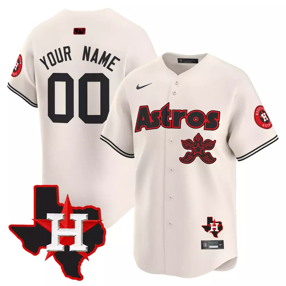 Custom Astros Jersey Cream City Connect Houston Texas Star Men Black Red All Stitched