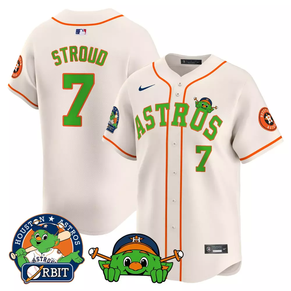 Cj Stroud 7 Astros Jersey White Orbit Men Green Orange Vapor Premier Limited v3 All