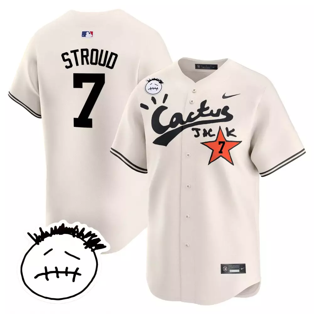 Cj Stroud 7 Houston Astros Jersey Cream Cactus Jack Men Black Orange Vapor Premier