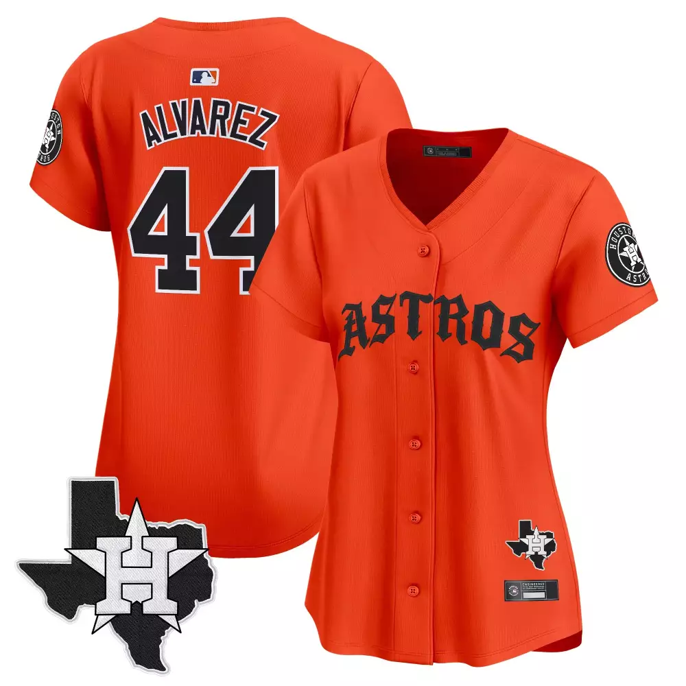 Alvarez 44 Astros Jersey Orange City Connect Texas State Flag Houston Women Split Design