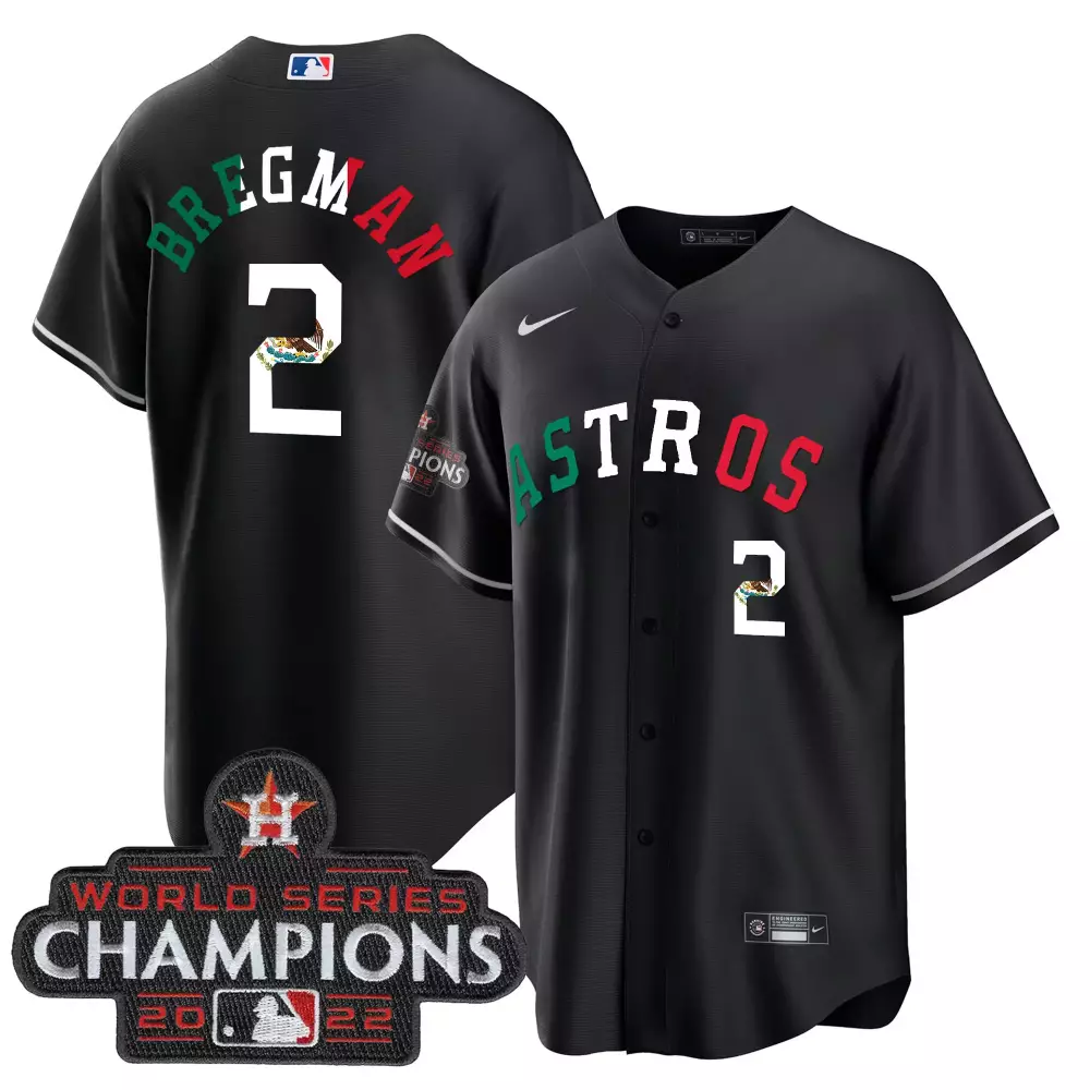 Alex Bregman 2 Astros Jersey Black World Series Champions 2022 Men Green Red White