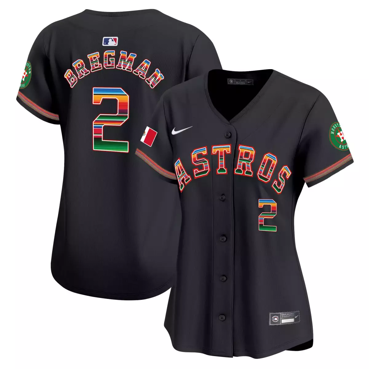 Bregman Mexico 2 Astros Jersey Black Fiesta Medias Flag Houston 'h' Men Replica Green