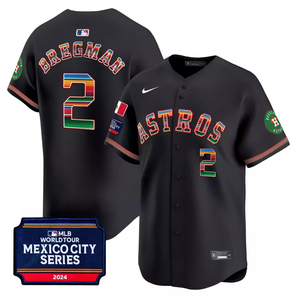 Alex Bregman 2 Astros Jersey Black Mexico City Series 2024 Men Red Blue Green Yellow