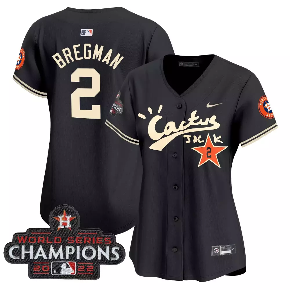 Alex Bregman 2 Houston Astros Jersey Black Cactus Jack World Series Champions 2022 Pga Tour