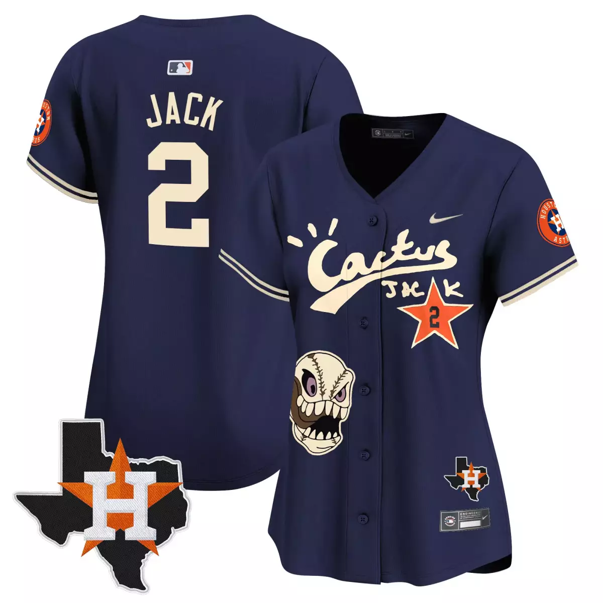 Jack Cactus 2 Houston Astros Jersey Navy Blue Texas Star Men Custom Design Cream