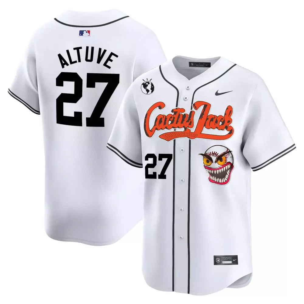 Jose Altuve 27 Houston Astros Jersey White Cactus Jack Earth Monster Baseball 2023