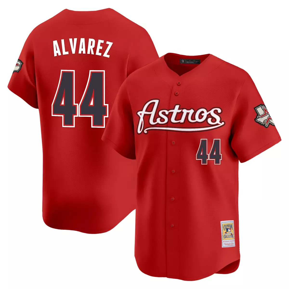 Yordan Alvarez 44 Astros Jersey Red Null Cooperstown Collection Men Navy White Throwback