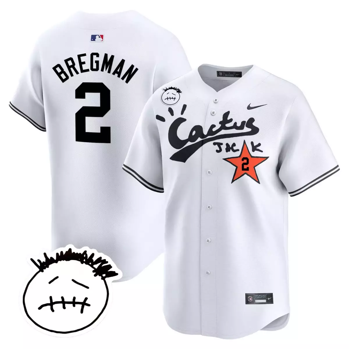 Alex Bregman 2 Houston Astros Jersey White Cactus Jack Men Black Orange Vapor Premier