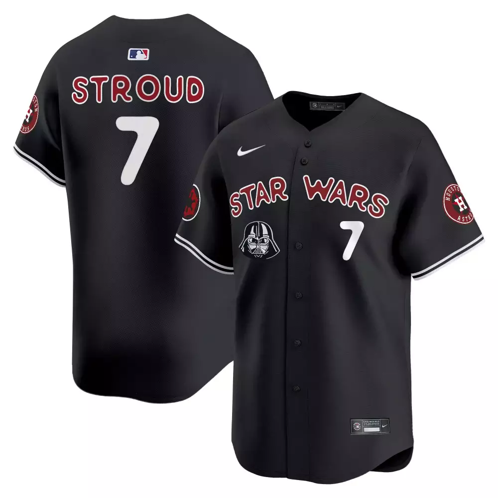 Cj Stroud 7 Houston Astros Jersey Black Star Wars Darth Vader Men White Red Vapor