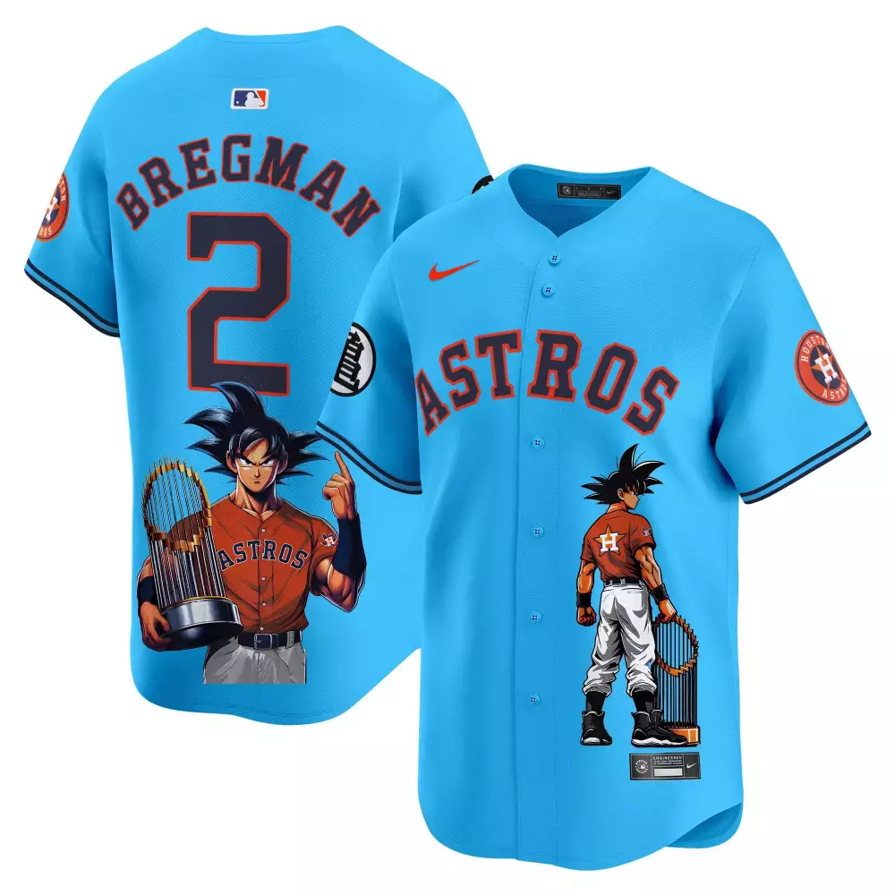 Alex Bregman 2 Astros Jersey Blue Dragon Ball Z Collaboration Houston Goku Graphic