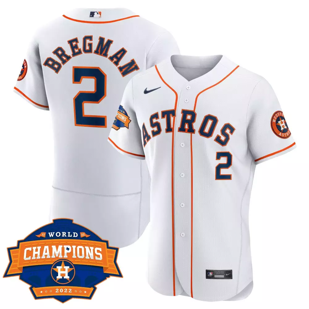 Alex Bregman 2 Astros Jersey White World Series Champions 2022 Men Orange Navy Blue