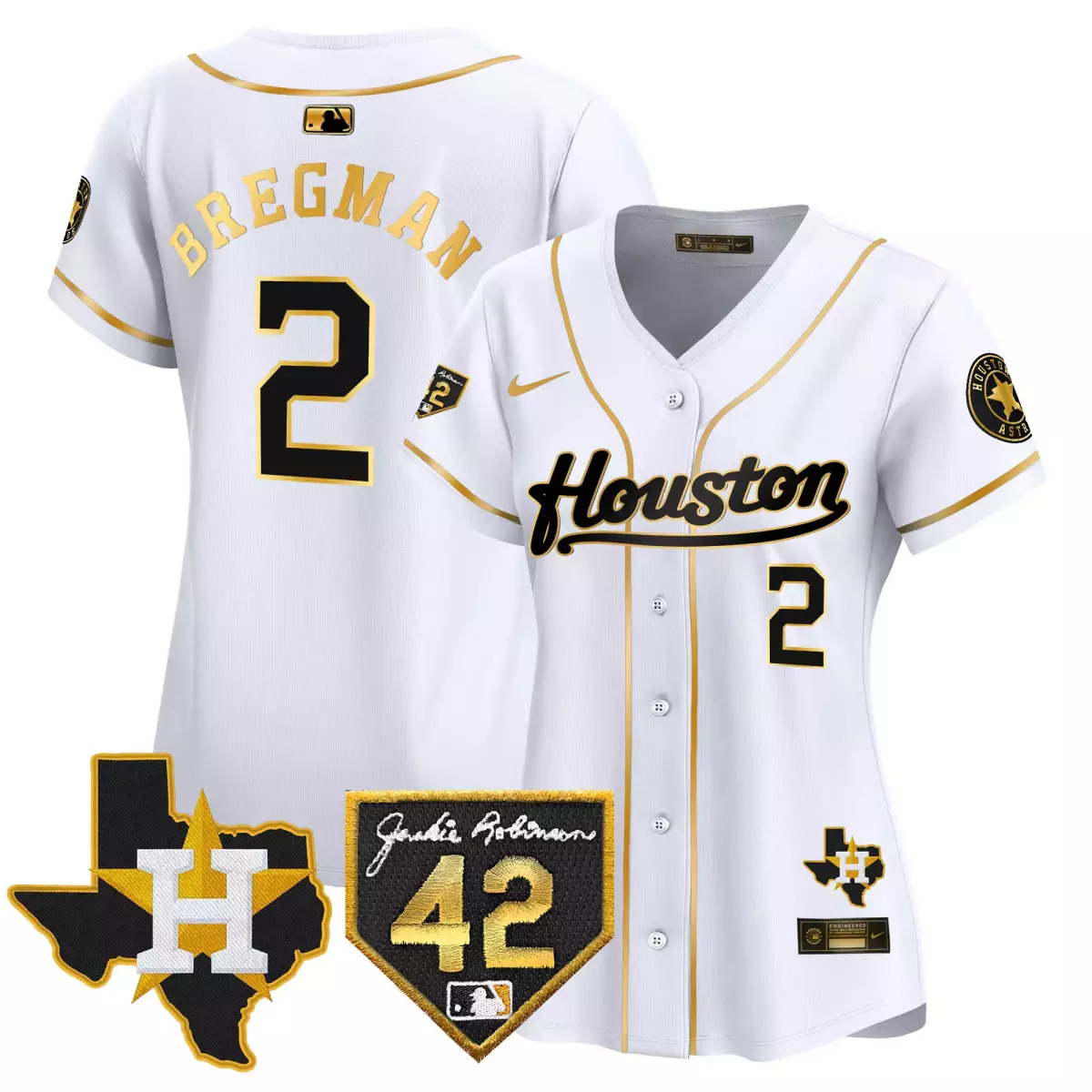 Alex Bregman 2 Houston Astros Jersey White Jackie Robinson Day 42 Texas Men Alternate