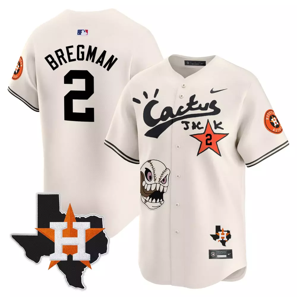 Alex Bregman 2 Houston Astros Jersey Cream Cactus Jack Texas Star 2022 Men Alternate