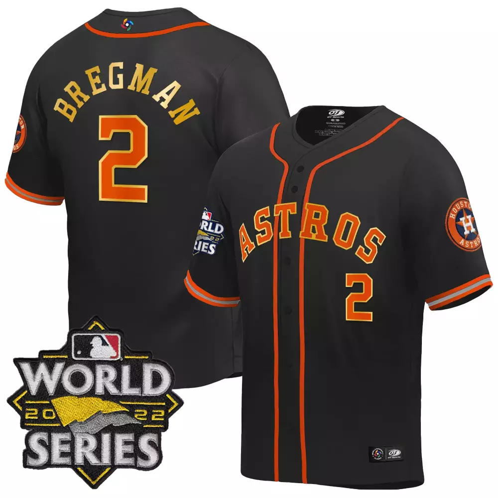 Alex Bregman 2 Astros Jersey Black World Series 2022 Men Orange Classic All Stitched