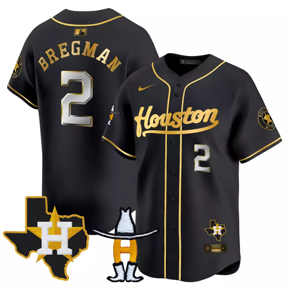 Alex Bregman 2 Houston Astros Jersey Black Texas Cowboy Hat Men Gold White Silver
