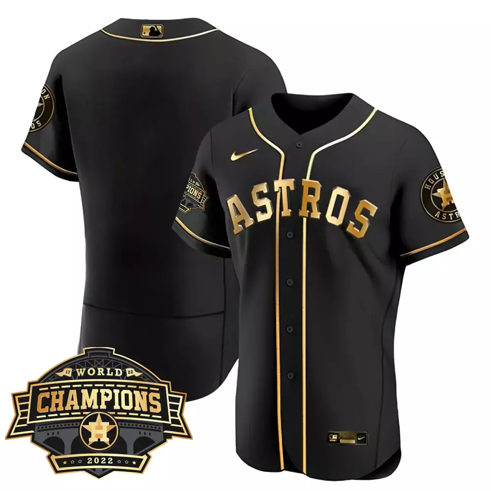 World Houston Astros Jersey Black 2022 Series Champions Men Gold All Stitched Vapor