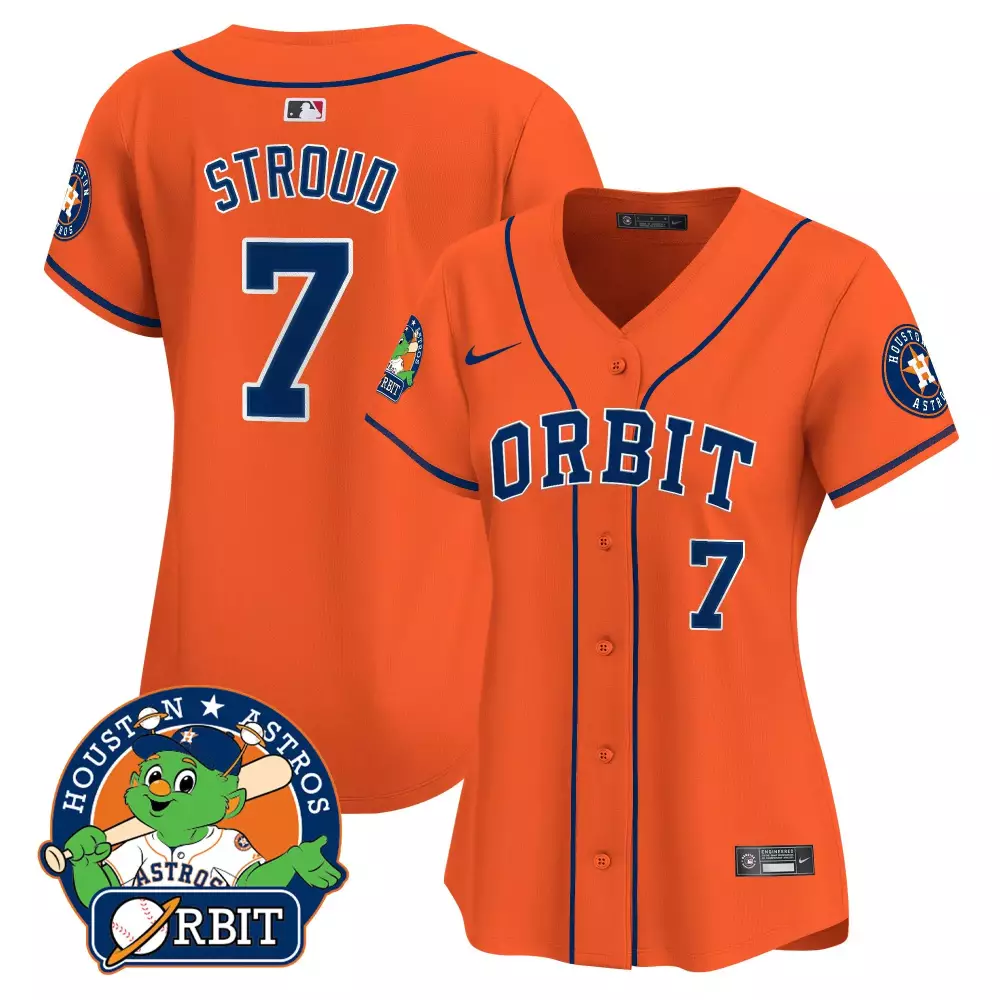Cj Stroud 7 Houston Astros Jersey Orange Team Orbit Mascot Men Navy Blue Vapor Premier