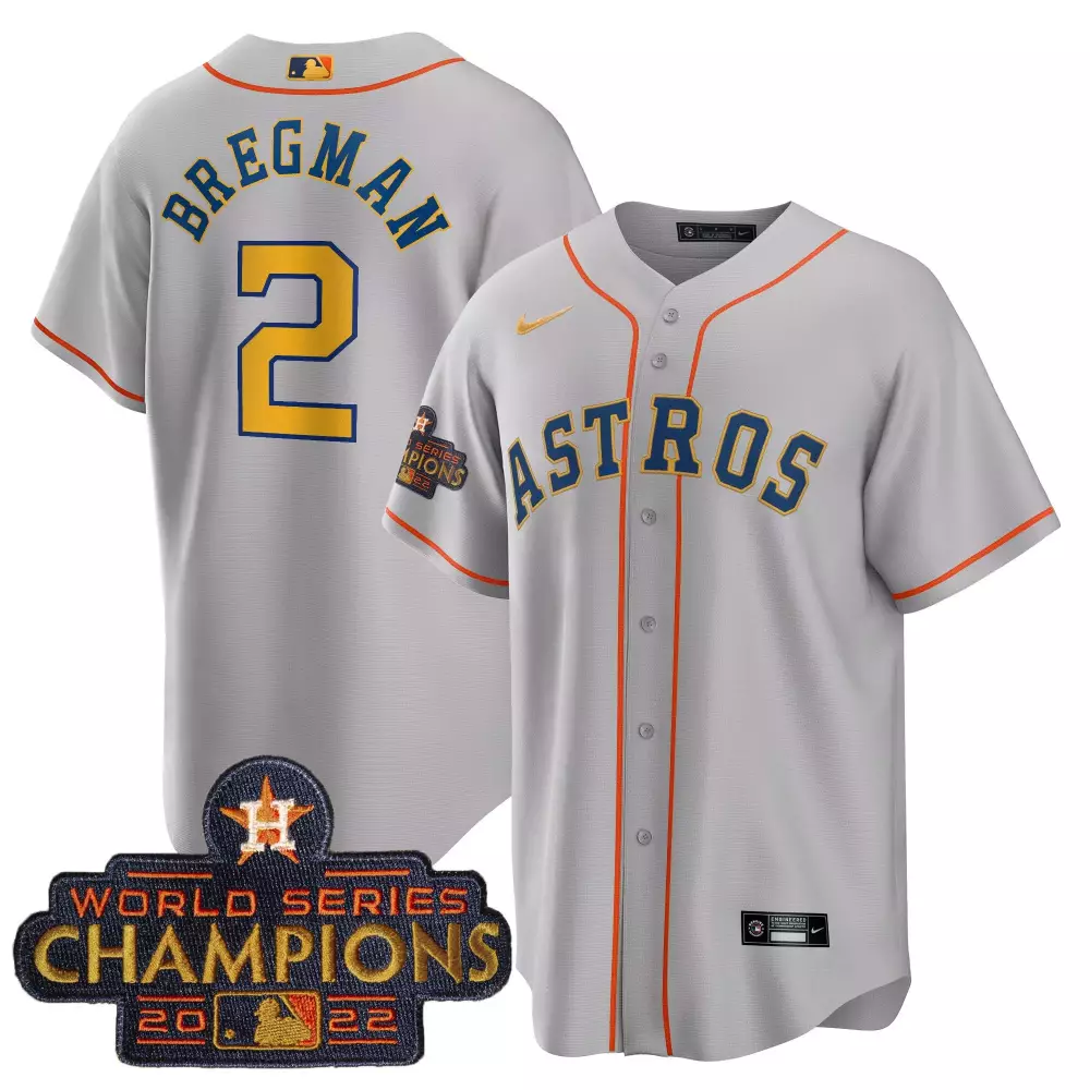Alex Bregman 2 Astros Jersey Gray World Series Champions 2022 Houston Home Alternate