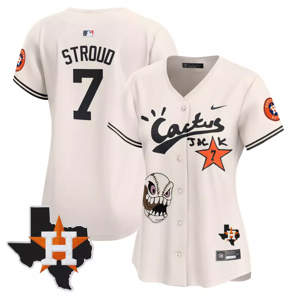 Cj Stroud 7 Houston Astros Jersey Cream Cactus Jack Team Women Orange Black Vapor