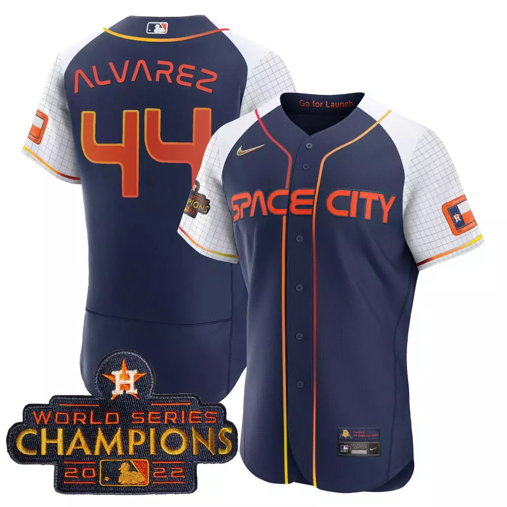 Alvarez Space 44 Houston Astros Jersey Navy City World Series Champions 2022 Men