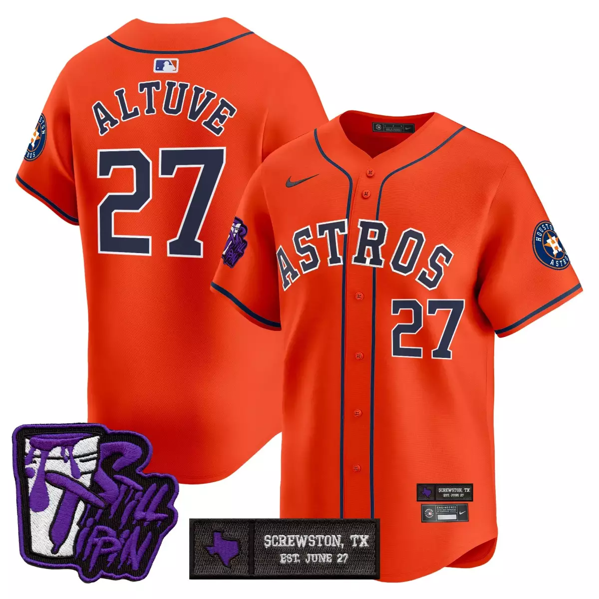 Altuve Dj 27 Astros Jersey Orange Still Tipin Screwston, Tx June Men Navy Vapor Premier