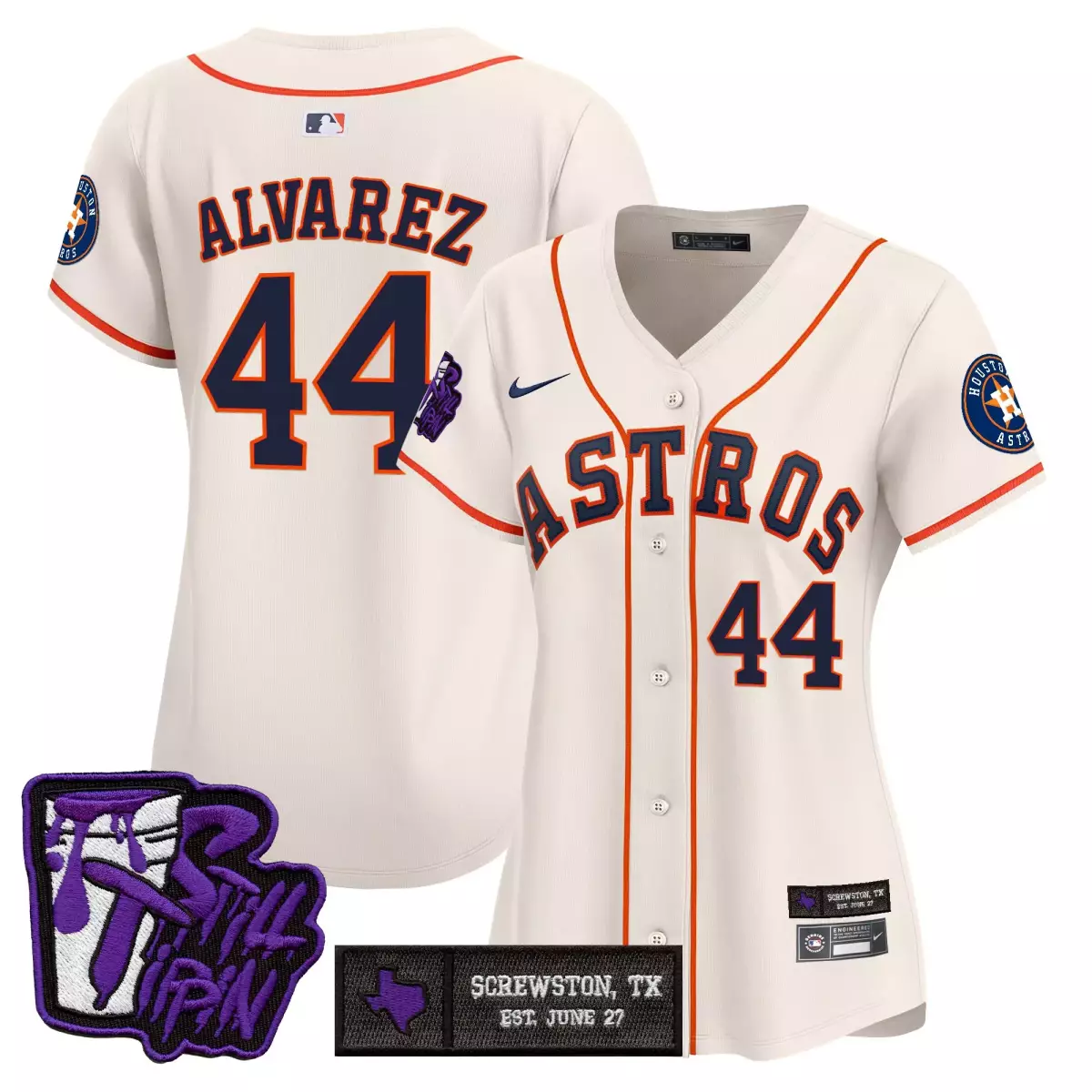 Alvarez Dj 44 Astros Jersey White Houston Team "still Turn" Men Navy Orange Vapor