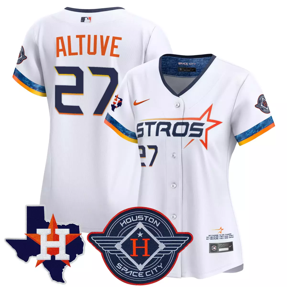 Altuve 27 Houston Astros Jersey White Space City Texas State 2023 Men Alternate Navy
