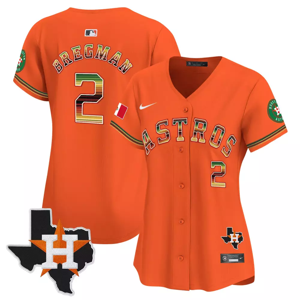 Alex Bregman 2 Astros Jersey Orange City Connect Mexico Flag Houston Texas Outline