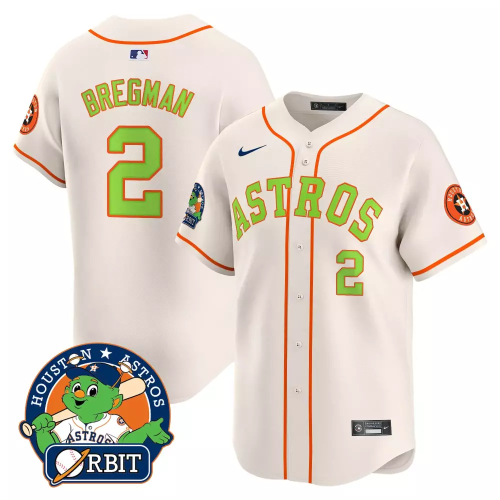 Alex Bregman 2 Astros Jersey White Orbit 2023 Men Alternate Orange Lime Green Vapor