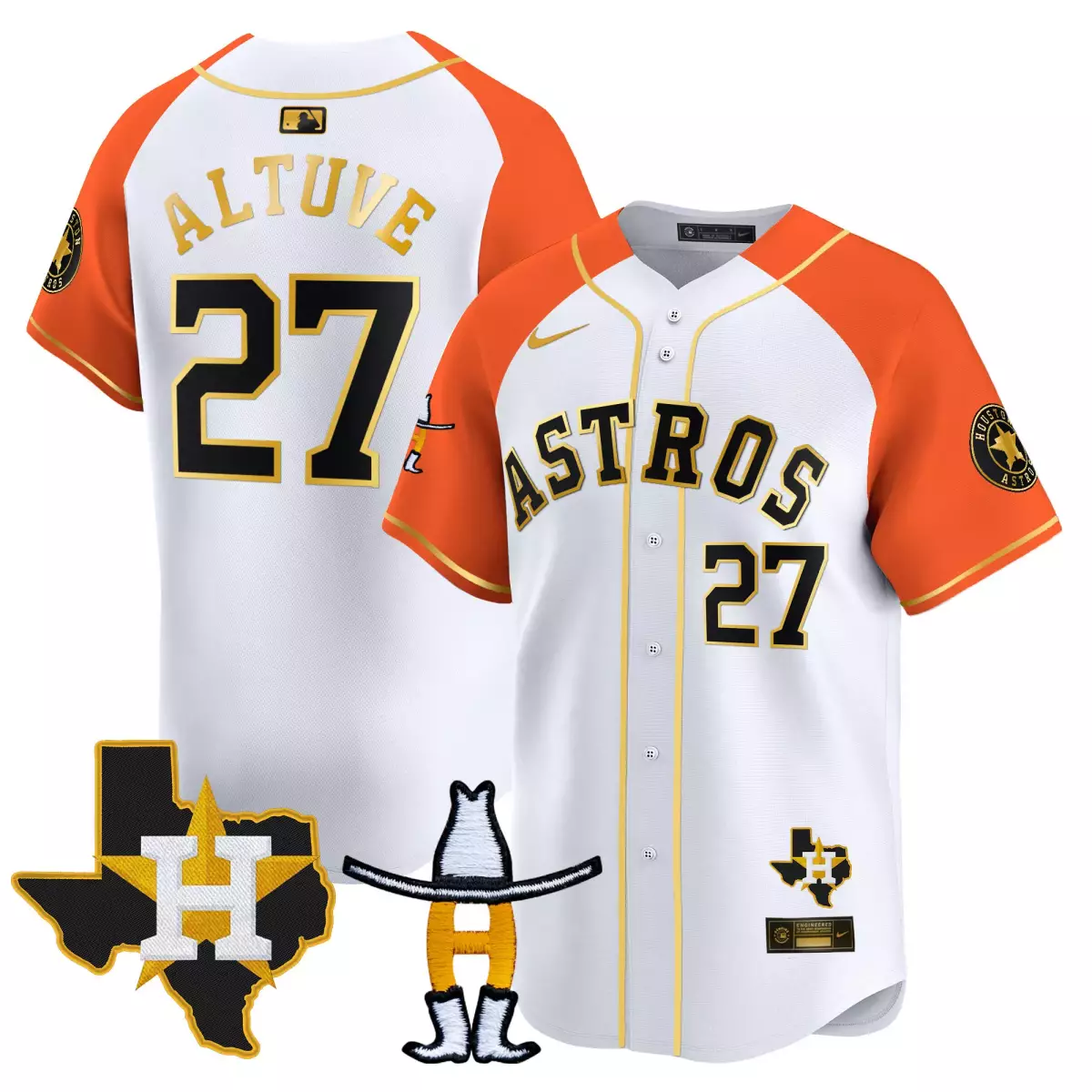Jose Altuve 27 Astros Jersey White City Connect Houston Star Texas 2023 Men Alternate