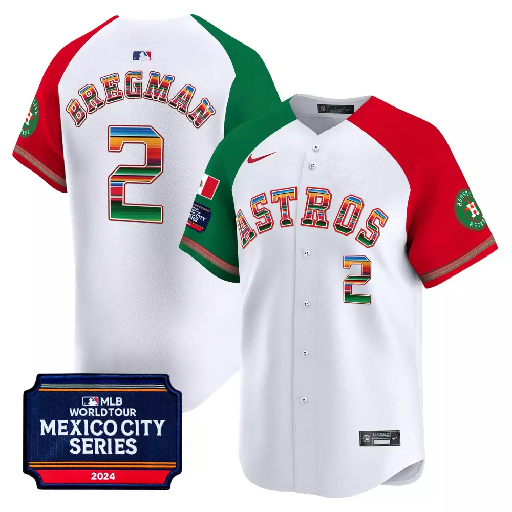 Bregman Mexico 2 Astros Jersey White City Series Men Split Design Red Green All Stitched