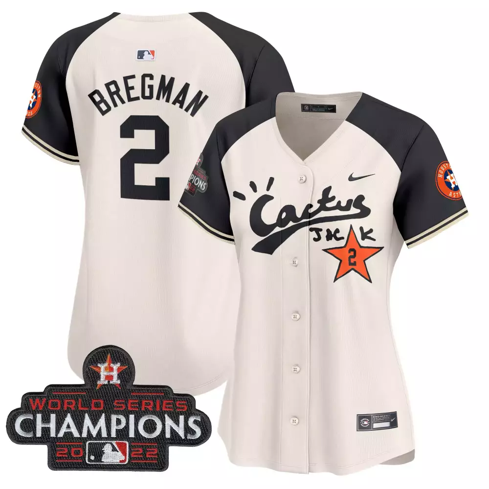 Alex Bregman 2 Houston Astros Jersey Cream Cactus Jack World Series Champions 2022