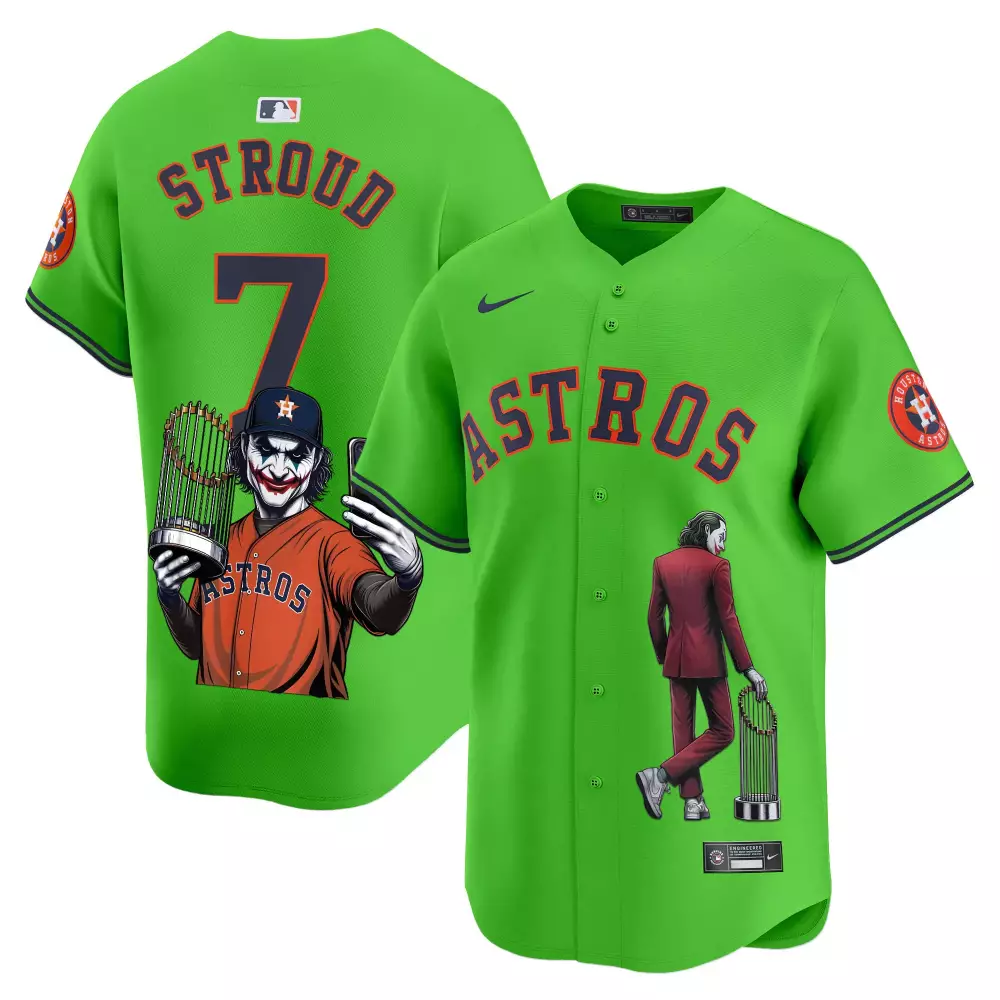 Cj Stroud 7 Astros Jersey Lime Green Joker Men Navy Blue Orange Stitched