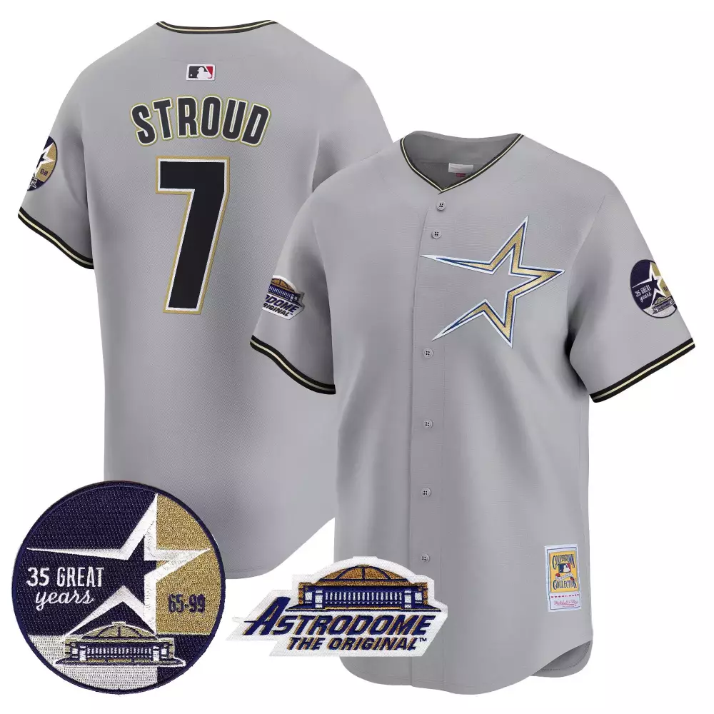 Cj Stroud 7 Astros Jersey Gray Astrodome Original 1999 Men Throwback Design Navy
