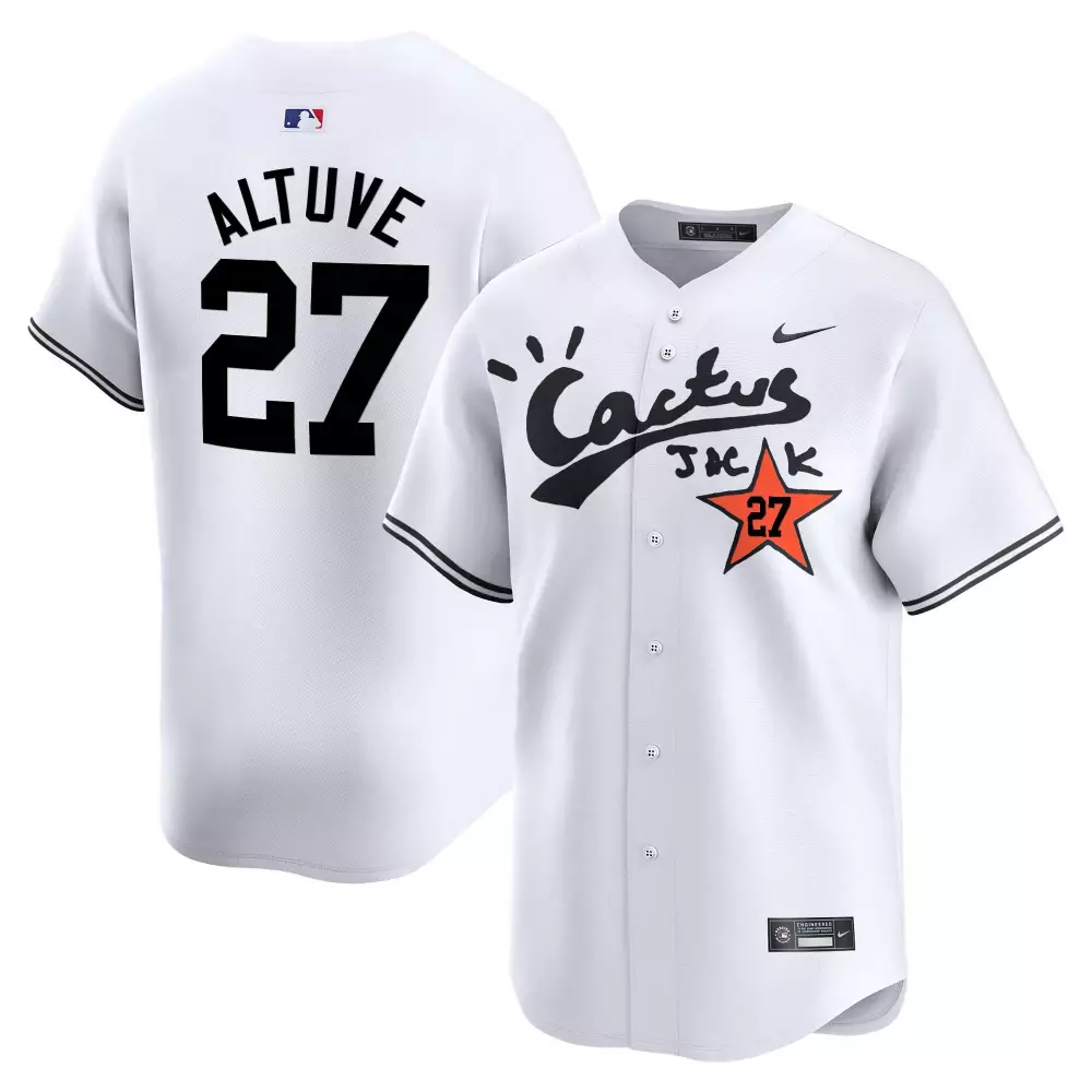 Jose Altuve 27 Houston Astros Jersey White Men Black Orange Vapor Premier Limited