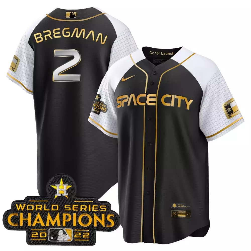 Alex Bregman 2 Astros Jersey Black Space City World Series Champions 2022 Men White