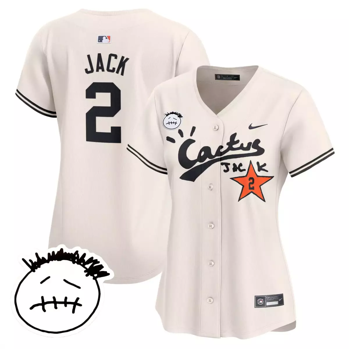 Jack Cactus 2 Houston Astros Jersey Cream Women Black Orange Vapor Premier Limited