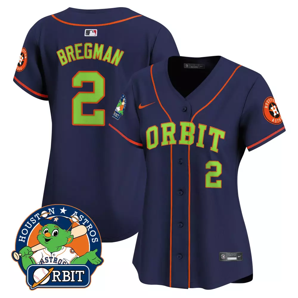 Alex Bregman 2 Houston Astros Jersey Navy Orbit Team Men Orange Lime Green Vapor