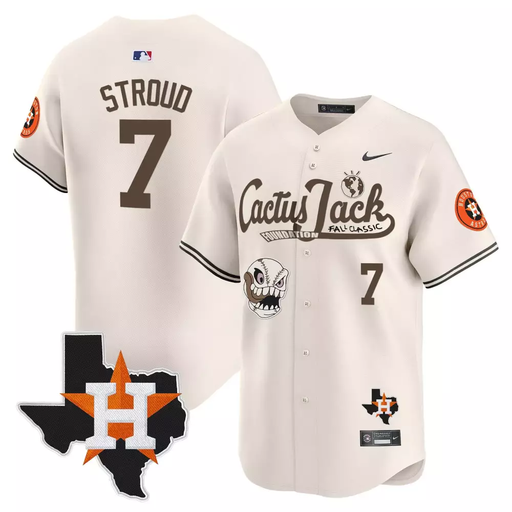 Cj Stroud 7 Houston Astros Jersey Cream Texas Outline Men Brown Orange Black Vapor