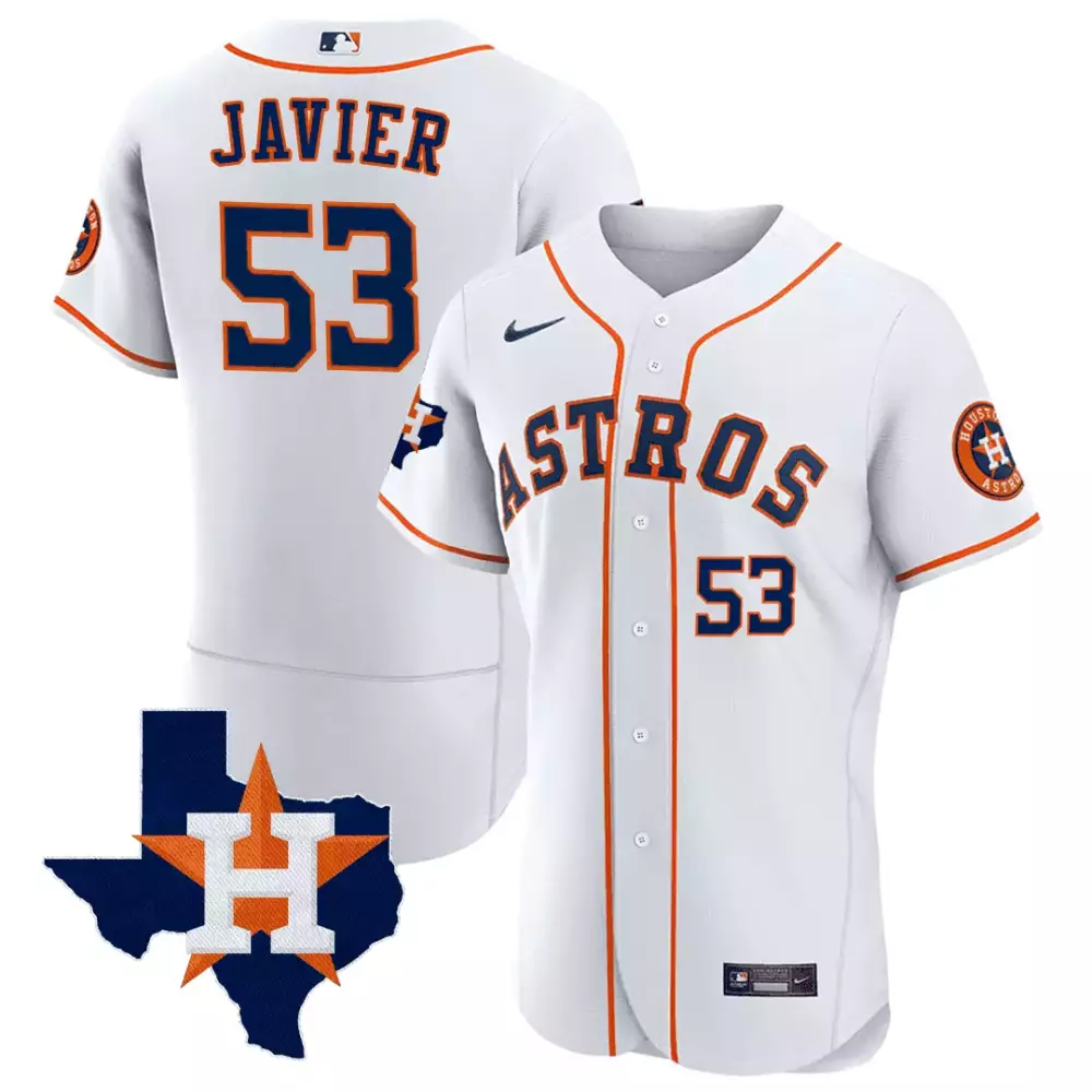 Cristian Javier 53 Astros Jersey White Men Orange Navy All Stitched
