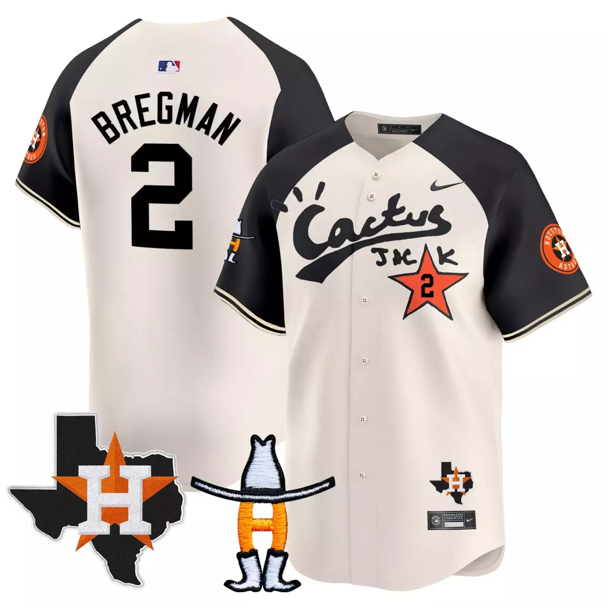 Bregman Rodeo 2 Houston Astros Jersey Cream Cactus Jack Texas Map Mascot 2021 Men