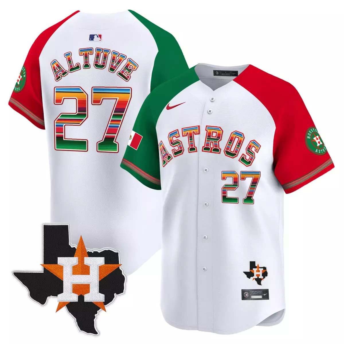 Altuve Mexico 27 Astros Jersey White Cinco De Mayo Flag Houston Texas 2023 Men Split
