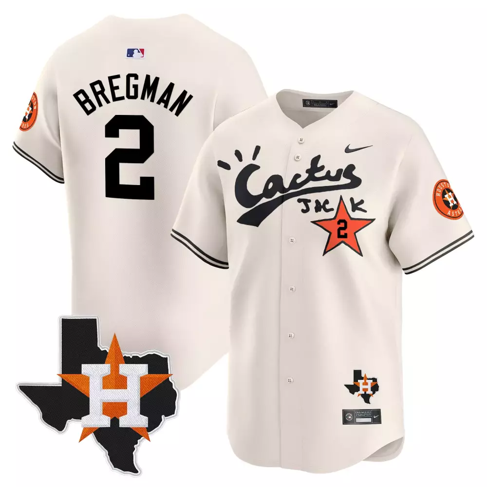 Alex Bregman 2 Houston Astros Jersey Cream Texas Shape "h" Men Black Orange All Stitched
