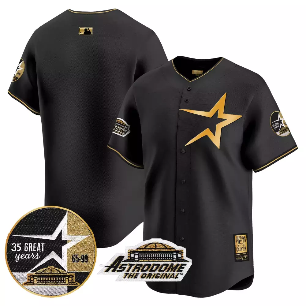 Pinstripe Astrodome Jersey Black Houston Astros 35 Great Years Original Men Gold