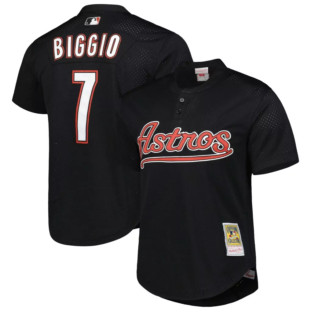Craig Biggio 7 Astros Jersey Black Cooperstown Collection Mitchell Ness Red White