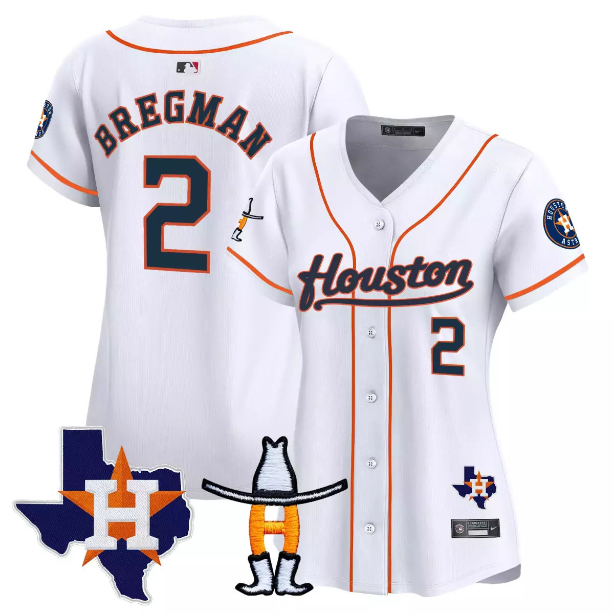 Alex Bregman 2 Houston Astros Jersey White City Connect Texas State Flag Men Split Design